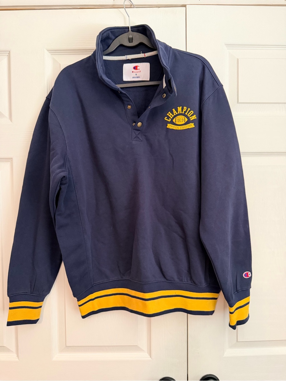 Champion Navy Pullover with Yellow Tags